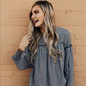 Roolee NWOT Navy & White Gingham Shirt S